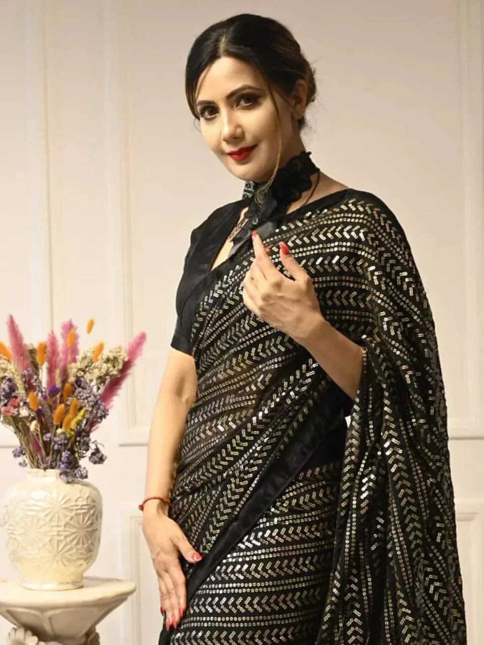 party wear look designer saree with beautiful floral print